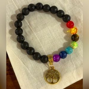 Tree of Life black and colorful bead bracelet